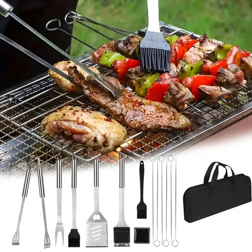 Bbq tool set stainless - set,