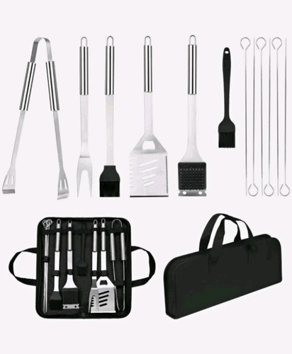 Bbq stainless steel tool set - steel,