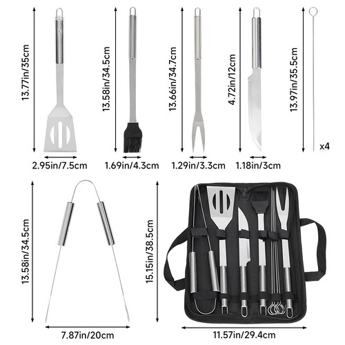 Bbq stainless steel tool set - stainless,