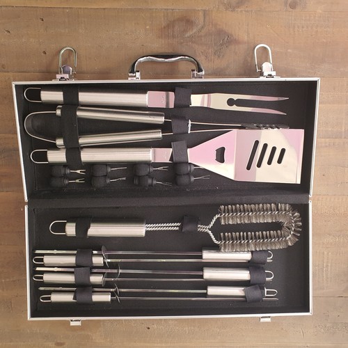 Stainless steel bbq tool set - steel,